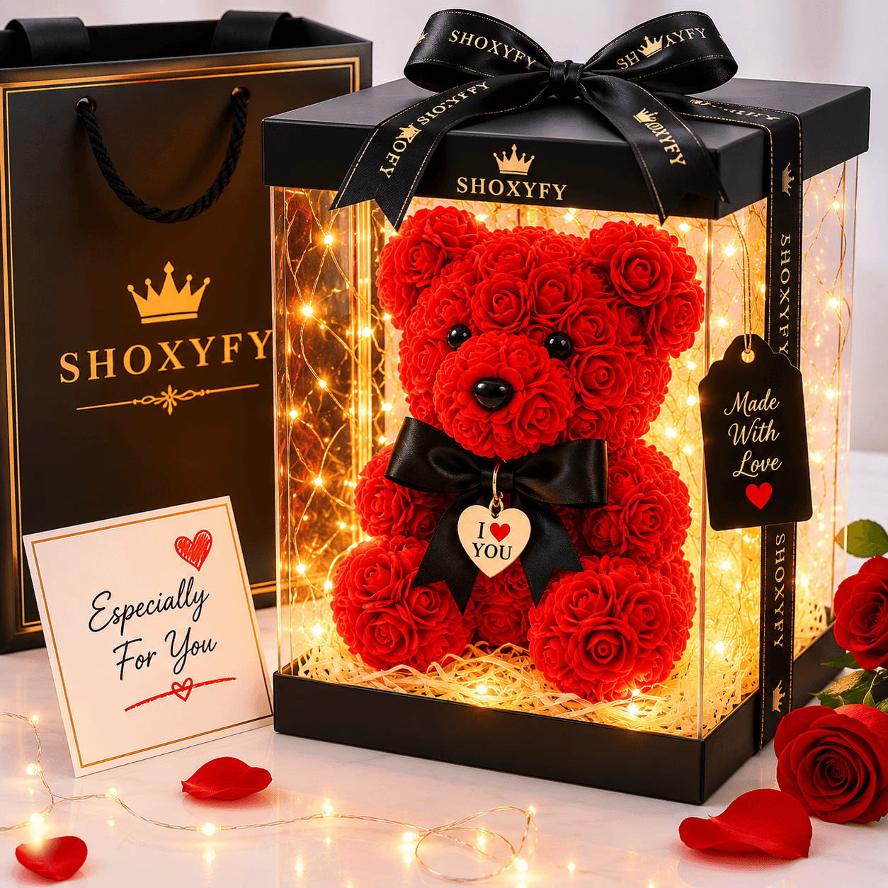 LED Rose Teddy Gift Box